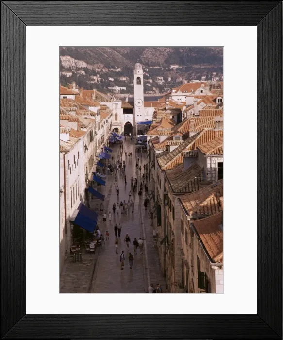 Framed Print : View of Placa from walls of Old City, Dubrovnik, Dalmatia, Croatia, Europe Framed Print : View of Placa from walls of Old City, Dubrovnik, Dalmatia, Croatia, Europe