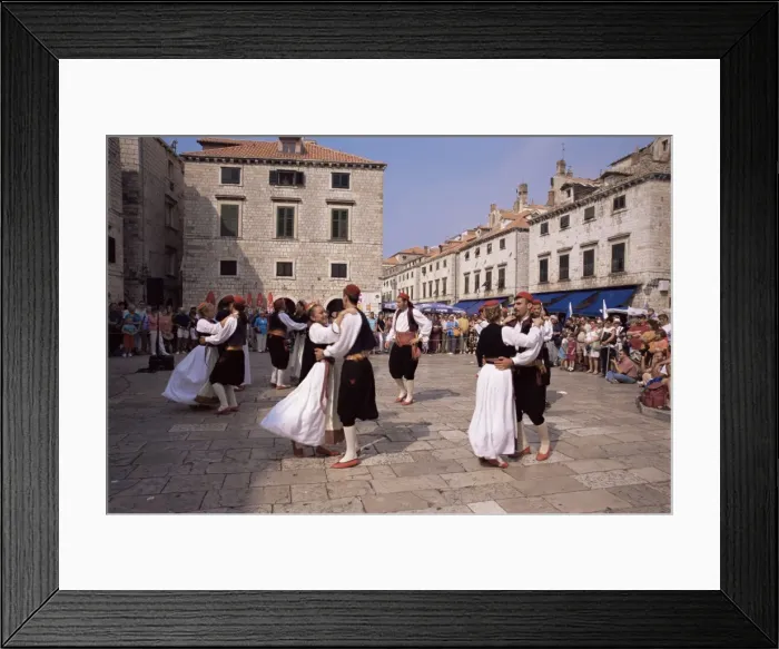 Framed Print : Tourist Board folk dancers in Lusa Square, Dubrovnik, Dalmatia, Croatia, Europe Framed Print : Tourist Board folk dancers in Lusa Square, Dubrovnik, Dalmatia, Croatia, Europe