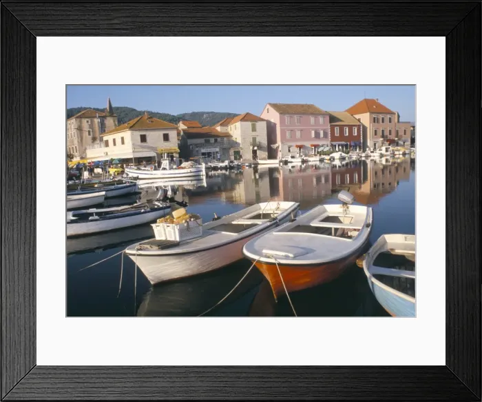Framed Print : Morning calm in the harbour, Starigrad, Hvar Island, central Dalmatia, Croatia, Europe Framed Print : Morning calm in the harbour, Starigrad, Hvar Island, central Dalmatia, Croatia, Europe
