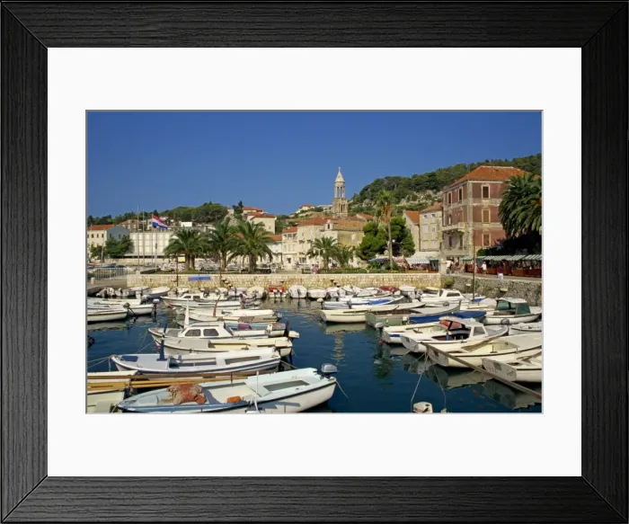 Framed Print : Boats in the marina and the town of Hvar on Hvar Island, Dalmatian Coast, Croatia, Europe Framed Print : Boats in the marina and the town of Hvar on Hvar Island, Dalmatian Coast, Croatia, Europe