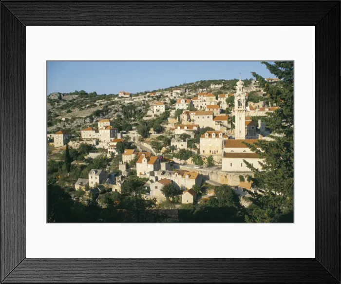 Framed Print : Town of Lozisca above steep ravine, Lozisca, Brac Island, Dalmatia, Croatia, Europe Framed Print : Town of Lozisca above steep ravine, Lozisca, Brac Island, Dalmatia, Croatia, Europe