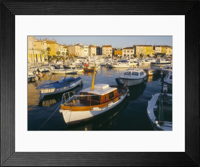 Framed Print : Harbour at sunset, Rovinj, Istria, Croatia, Europe Framed Print : Harbour at sunset, Rovinj, Istria, Croatia, Europe