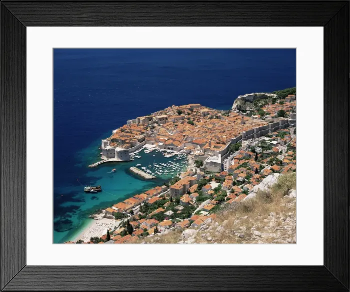 Framed Print : Elevated view of the Old Town, UNESCO World Heritage Site, Dubrovnik, Dalmatia Framed Print : Elevated view of the Old Town, UNESCO World Heritage Site, Dubrovnik, Dalmatia