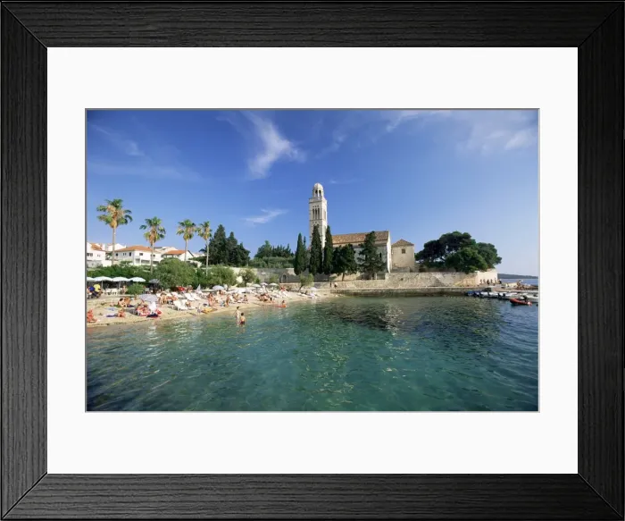Framed Print : Franciscan monastery and beach, Hvar Town, Hvar Island, Dalmatia, Croatia, Europe Framed Print : Franciscan monastery and beach, Hvar Town, Hvar Island, Dalmatia, Croatia, Europe