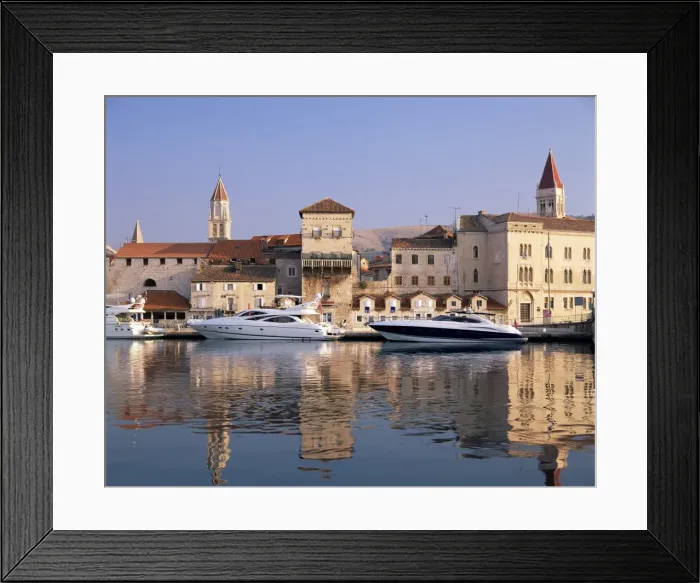 Framed Print : Boats moored in front of the Old Town, Trogir, UNESCO World Heritage Site Framed Print : Boats moored in front of the Old Town, Trogir, UNESCO World Heritage Site