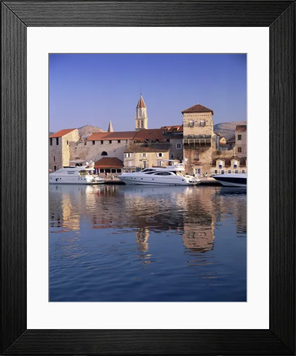 Framed Print : Boats moored in front of the Old Town, Trogir, UNESCO World Heritage Site Framed Print : Boats moored in front of the Old Town, Trogir, UNESCO World Heritage Site