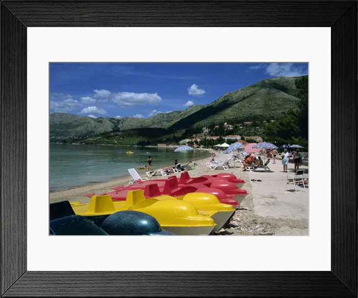 Framed Print : Beach, Cavtat, Croatia, Europe Framed Print : Beach, Cavtat, Croatia, Europe