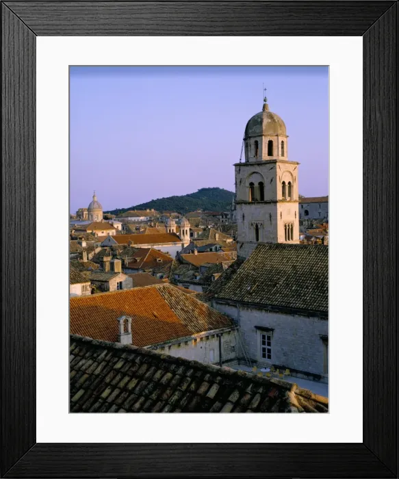 Framed Print : Tower of the Franciscan monastery from the city wall, Dubrovnik, UNESCO World Heritage Site Framed Print : Tower of the Franciscan monastery from the city wall, Dubrovnik, UNESCO World Heritage Site