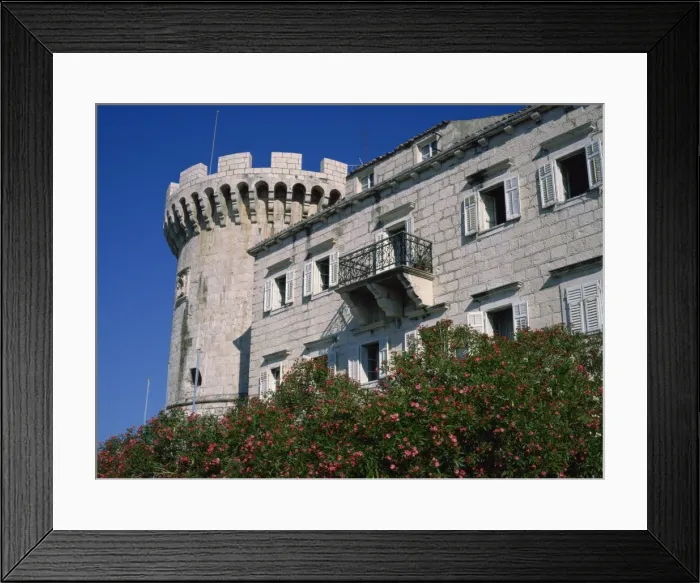 Framed Print : Medieval fortress showing Venetian influence in the building, at Korcula, Croatia, Europe Framed Print : Medieval fortress showing Venetian influence in the building, at Korcula, Croatia, Europe