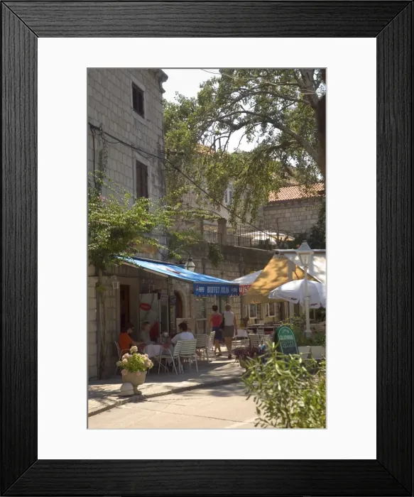 Framed Print : Pavement cafe, Cavtat, Dalmatia, Croatia, Europe Framed Print : Pavement cafe, Cavtat, Dalmatia, Croatia, Europe