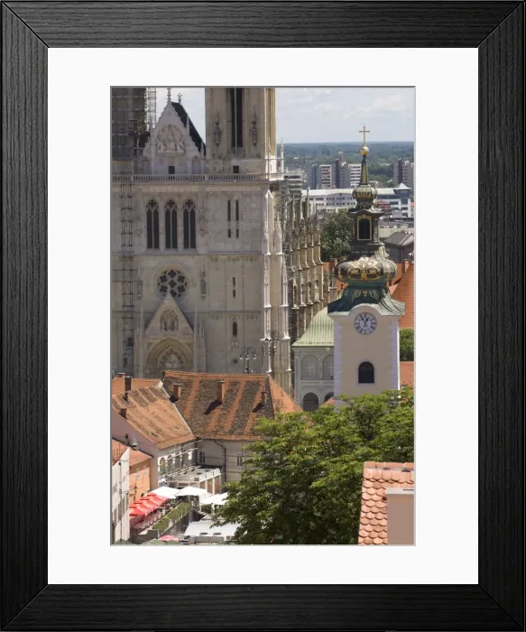 Framed Print : View towards the Church of St. Mary and The Cathedral, Zagreb, Croatia, Europe Framed Print : View towards the Church of St. Mary and The Cathedral, Zagreb, Croatia, Europe