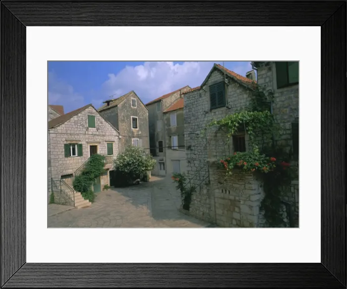 Framed Print : Street in the port of Stari Grad, Hvar Island, Dalmatia, Dalmatian coast Framed Print : Street in the port of Stari Grad, Hvar Island, Dalmatia, Dalmatian coast