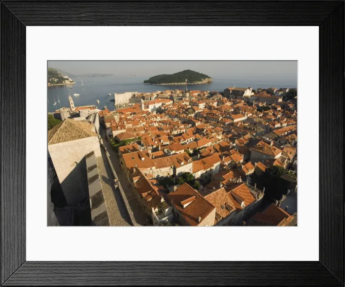 Framed Print : Old Town houses, city walls, Lokrum Island, Dubrovnik, UNESCO World Heritage Framed Print : Old Town houses, city walls, Lokrum Island, Dubrovnik, UNESCO World Heritage