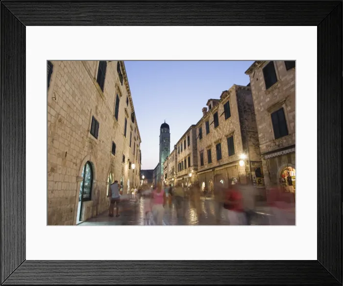 Framed Print : Old Town Placa pedestrian promenade and bell tower, Dubrovnik, UNESCO World Heritage Framed Print : Old Town Placa pedestrian promenade and bell tower, Dubrovnik, UNESCO World Heritage