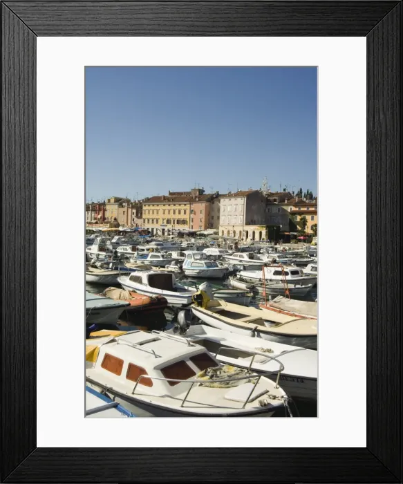 Framed Print : Old Town and boats in harbour, Rovinj, Istria coast, Croatia, Europe Framed Print : Old Town and boats in harbour, Rovinj, Istria coast, Croatia, Europe