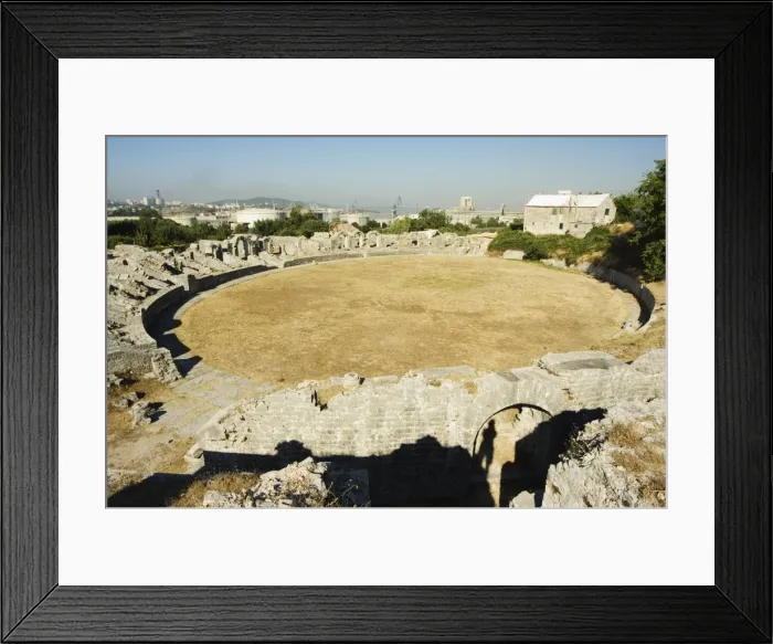 Framed Print : Walls of 2nd century amphitheatre at archaeological ruins of Solin (known as Salona by the Romans) Framed Print : Walls of 2nd century amphitheatre at archaeological ruins of Solin (known as Salona by the Romans)