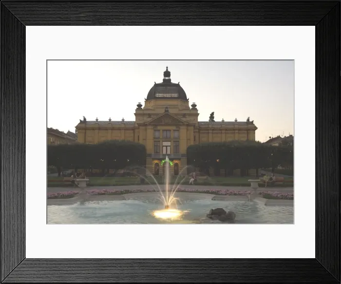 Framed Print : Fountain in front of Exhibition Art Pavilion, Austro Hungarian style building Framed Print : Fountain in front of Exhibition Art Pavilion, Austro Hungarian style building