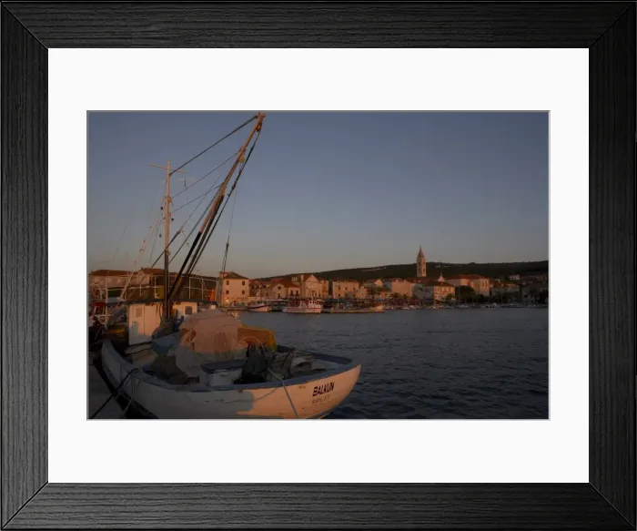 Framed Print : Evening light in Supetar, with fishing boat in front, Brac, Dalmatian Coast Framed Print : Evening light in Supetar, with fishing boat in front, Brac, Dalmatian Coast