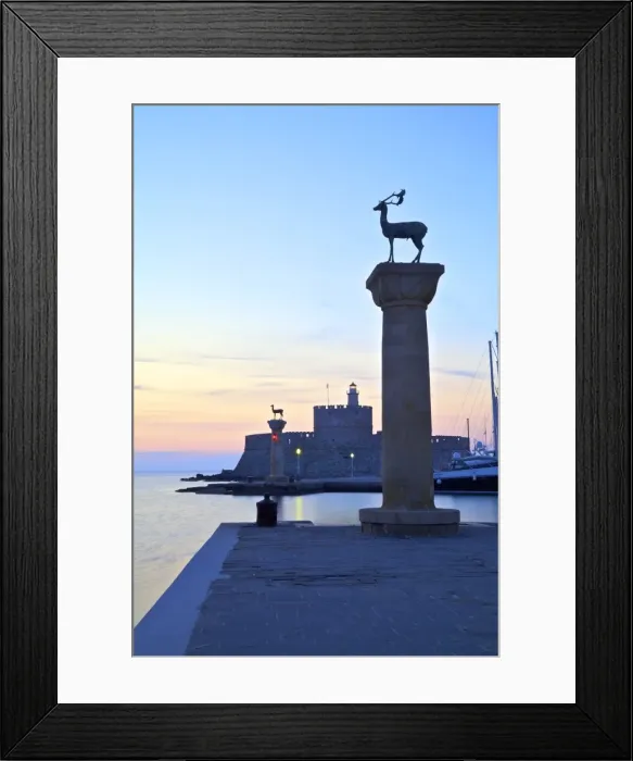 Framed Print : Bronze Doe and Stag statues at the entrance of Mandraki Harbour, Rhodes, Dodecanese Framed Print : Bronze Doe and Stag statues at the entrance of Mandraki Harbour, Rhodes, Dodecanese