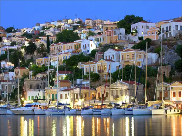 Symi Harbour, Symi, Dodecanese, Greek Islands, Greece, Europe
