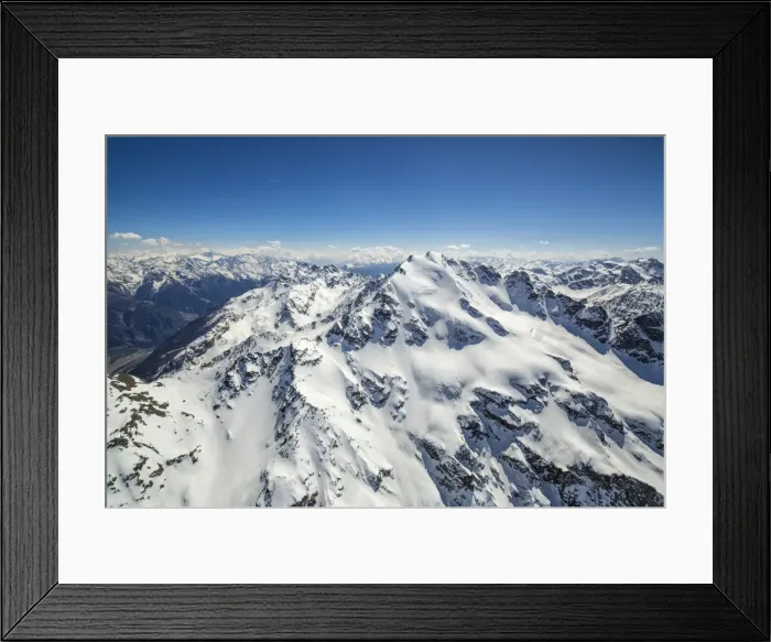 Framed Print : Aerial view of Peak Piazzi Valdidentro, Sondrio, Valtellina, Lombardy, Italy, Europe