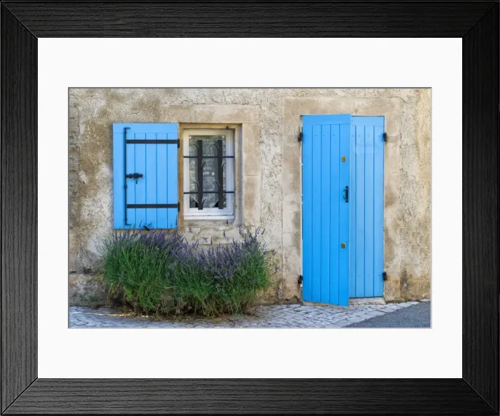 Framed Print : Blue shutter and door, Saint Remy de Provence, Bouches du Rhone, Provence Alpes Cote d Azur region