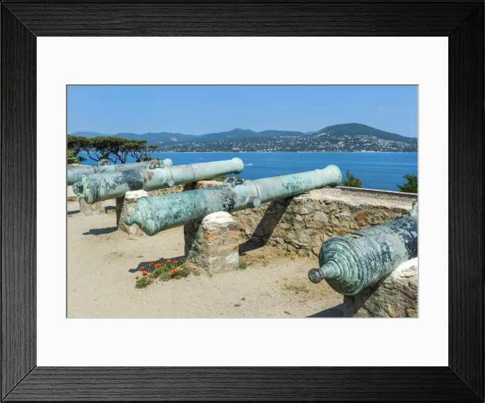 Framed Print : Guns of the St. Tropez citadel, Var, Provence Alpes Cote d Azur region, France, Mediterranean