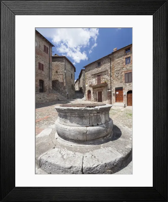 Framed Print : Fountain at village square, Castiglione d Orcia, Val d Orcia (Orcia Valley), Siena Province Framed Print : Fountain at village square, Castiglione d Orcia, Val d Orcia (Orcia Valley), Siena Province