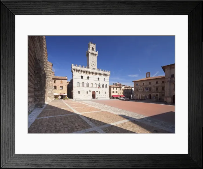 Framed Print : Piazza Grande Square and Palazzo Contuzzi, Montepulciano, Siena Province, Tuscany