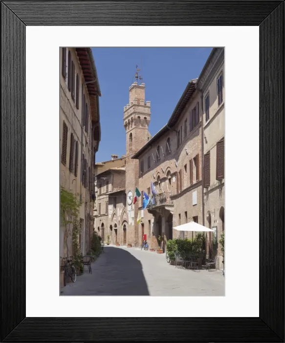 Framed Print : Old town with Torre Campanaria tower, Buonconvento, Siena Province, Tuscany, Italy Framed Print : Old town with Torre Campanaria tower, Buonconvento, Siena Province, Tuscany, Italy