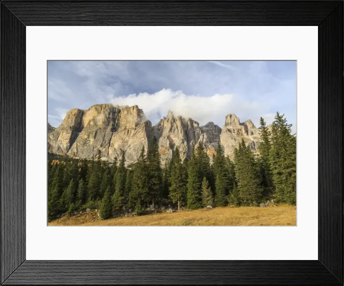 Framed Print : Colorful woods in autumn at Sella Pass, Fassa Valley, Trentino-Alto Adige, Dolomites Framed Print : Colorful woods in autumn at Sella Pass, Fassa Valley, Trentino-Alto Adige, Dolomites