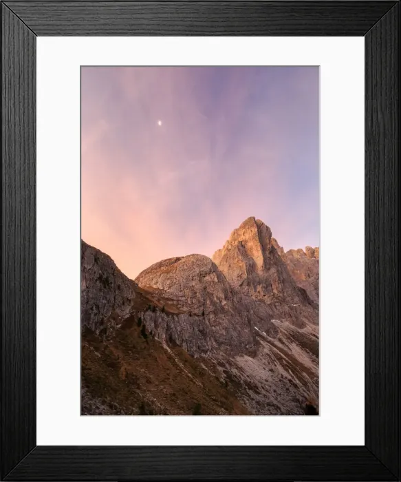 Framed Print : Pink sky at dawn on the peaks of Forcella De Furcia, Funes Valley, South Tyrol, Dolomites Framed Print : Pink sky at dawn on the peaks of Forcella De Furcia, Funes Valley, South Tyrol, Dolomites