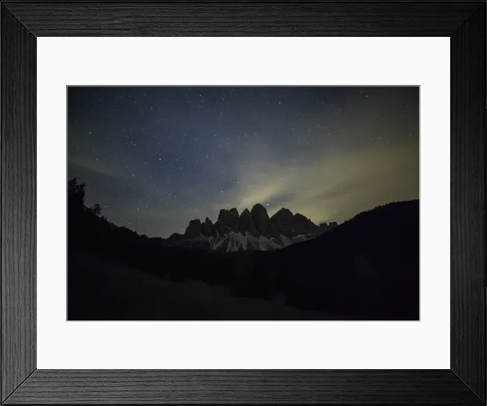 Framed Print : Starry night on the Odle seen from Malga Zannes, Funes Valley, South Tyrol, Dolomites Framed Print : Starry night on the Odle seen from Malga Zannes, Funes Valley, South Tyrol, Dolomites