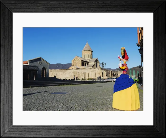 Framed Print : Local artisan doll display, Svetitskhoveli Cathedral, 11th century, by Patriach Melkisedek