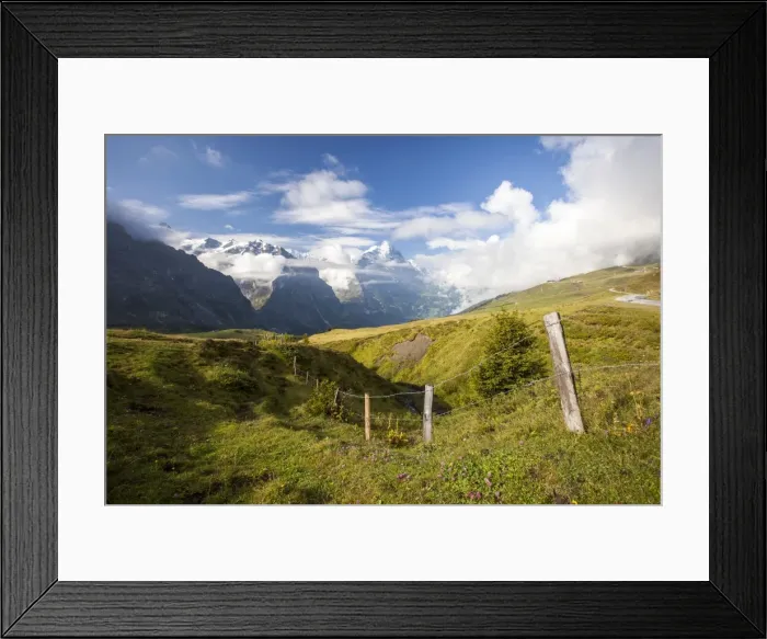 Framed Print : View of Mount Eiger from First, Grindelwald, Bernese Oberland, Canton of Bern, Swiss Alps Framed Print : View of Mount Eiger from First, Grindelwald, Bernese Oberland, Canton of Bern, Swiss Alps