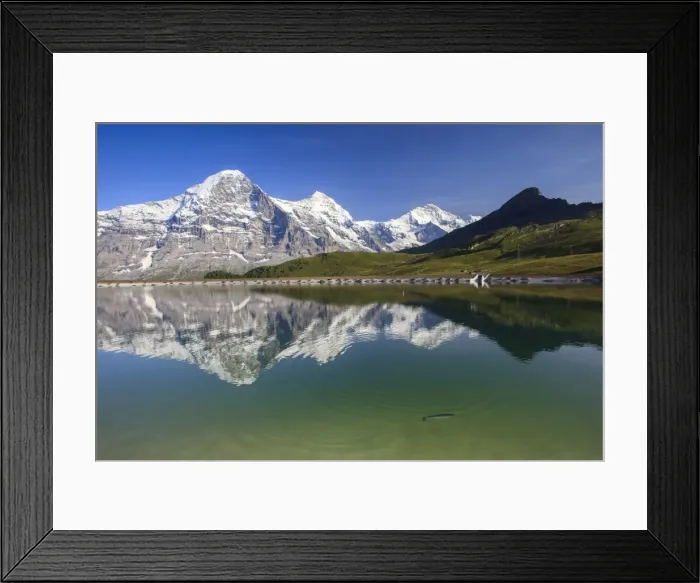 Framed Print : Mount Eiger reflected in clear waters of a lake, Mannlichen, Grindelwald, Bernese Oberland Framed Print : Mount Eiger reflected in clear waters of a lake, Mannlichen, Grindelwald, Bernese Oberland