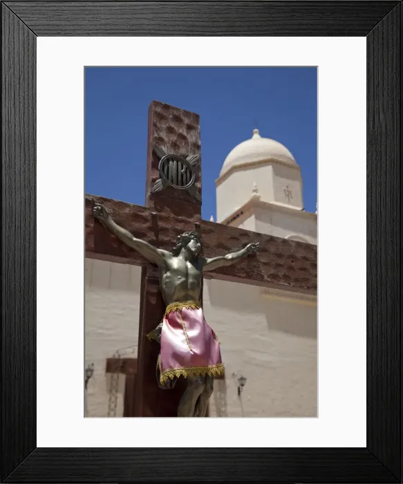 Framed Print : Traditional colonial church and crucifix in Humahuaca in Jujuy province in the Andes Framed Print : Traditional colonial church and crucifix in Humahuaca in Jujuy province in the Andes