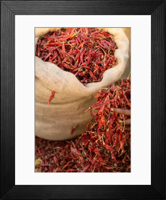 Framed Print : Dried chillies, Sri Lanka, Asia Framed Print : Dried chillies, Sri Lanka, Asia