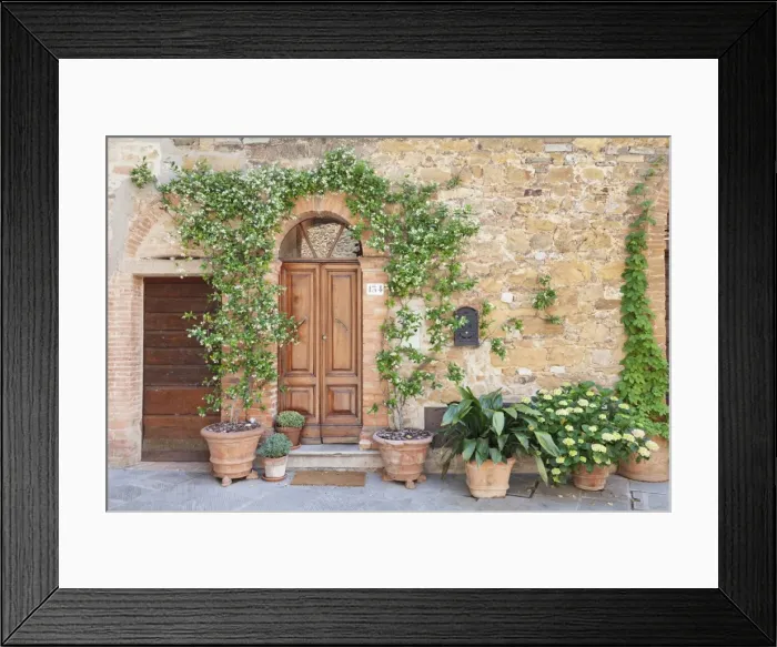 Framed Print : Traditional house with flower pots, Montisi, Siena Province, Tuscany, Italy, Europe Framed Print : Traditional house with flower pots, Montisi, Siena Province, Tuscany, Italy, Europe