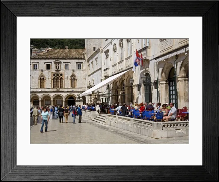 Framed Print : Outdoor dining, Luza Square, Dubrovnik, Dalmatia, Croatia, Europe Framed Print : Outdoor dining, Luza Square, Dubrovnik, Dalmatia, Croatia, Europe