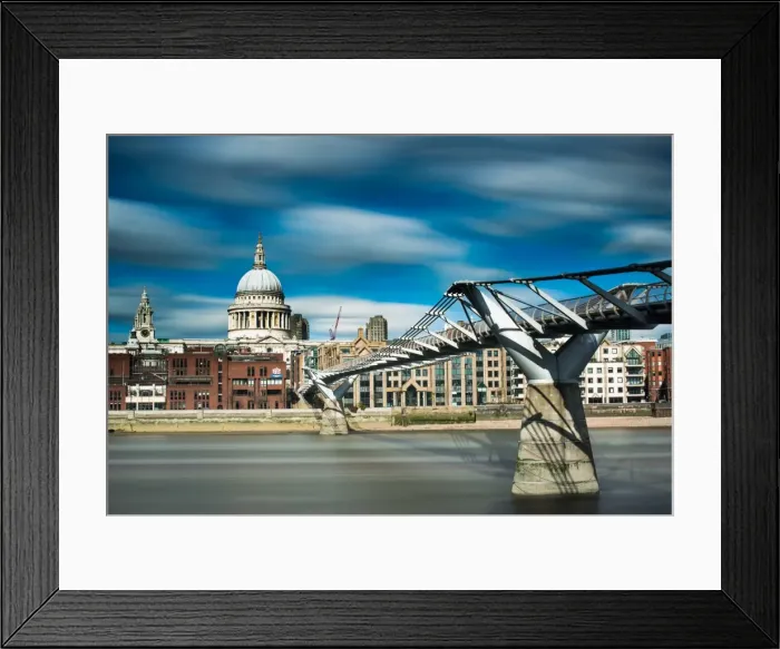 Framed Print : Millennium Bridge and St. Pauls Cathedral across the River Thames, London, England Framed Print : Millennium Bridge and St. Pauls Cathedral across the River Thames, London, England