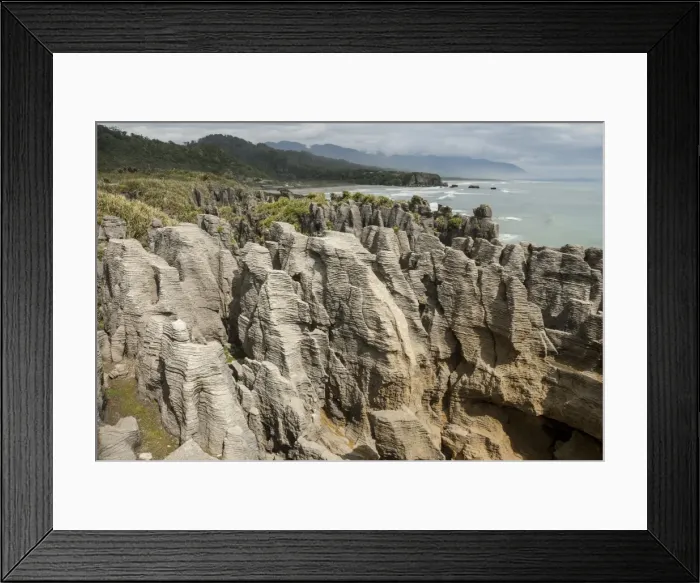 Framed Print : Thin-bedded Oligocene Cobden limestone, Punakaiki, Pancake Rocks, Greymouth, South Island Framed Print : Thin-bedded Oligocene Cobden limestone, Punakaiki, Pancake Rocks, Greymouth, South Island
