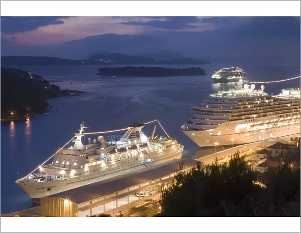 Cruise ships in port, Dubrovnik, Dalmatia, Croatia, Adriatic, Europe