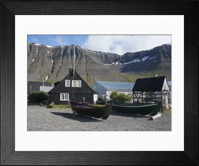 Framed Print : Old boats and houses at Isafjordur, West Fjords, Iceland, Polar Regions Framed Print : Old boats and houses at Isafjordur, West Fjords, Iceland, Polar Regions