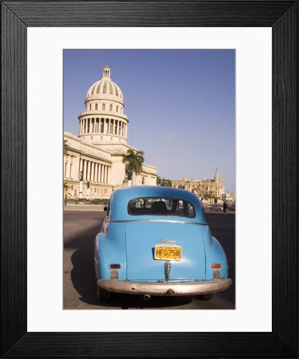 Framed Print : An old American car in front of the Capitolio in central Havana, Cuba, West Indies Framed Print : An old American car in front of the Capitolio in central Havana, Cuba, West Indies