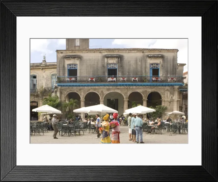 Framed Print : Flower ladies looking for tourists to be photographed with them, Plaza de la Catedral Framed Print : Flower ladies looking for tourists to be photographed with them, Plaza de la Catedral