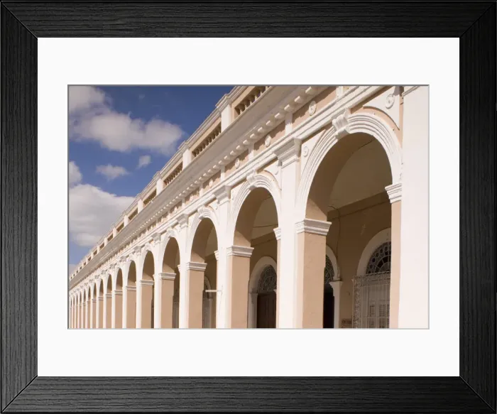 Framed Print : An arcade on a building near Parque Marti in Cienfuegos, Central Cuba, Cuba Framed Print : An arcade on a building near Parque Marti in Cienfuegos, Central Cuba, Cuba