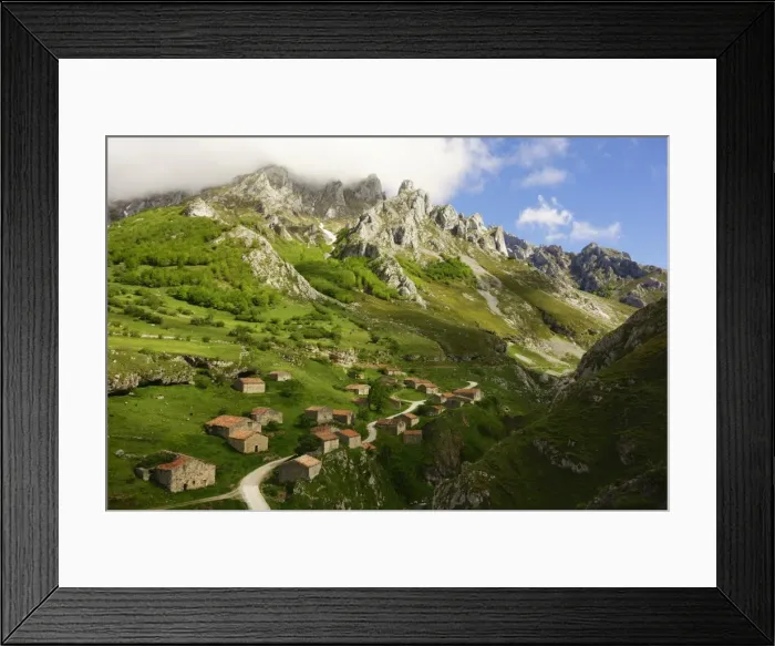 Framed Print : Old farmhouses near Sotres, Picos de Europa, Parque Nacional de los Picos de Europa Framed Print : Old farmhouses near Sotres, Picos de Europa, Parque Nacional de los Picos de Europa