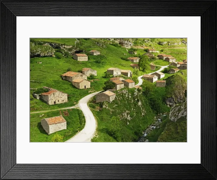 Framed Print : Old farmhouses near Sotres, Picos de Europa, Parque Nacional de los Picos de Europa Framed Print : Old farmhouses near Sotres, Picos de Europa, Parque Nacional de los Picos de Europa