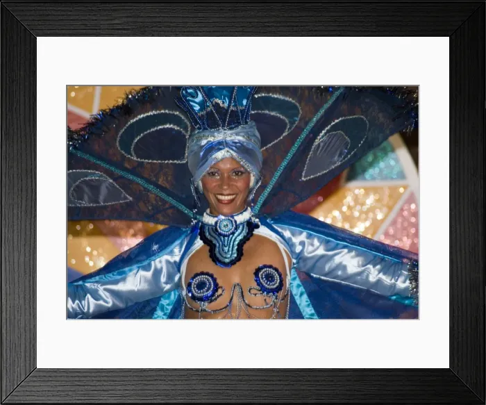 Framed Print : A dancer in an elaborate sequined costume performing at the Brisas Trinidad del Mar Hotel near Trinidad, Cuba, West Indies Framed Print : A dancer in an elaborate sequined costume performing at the Brisas Trinidad del Mar Hotel near Trinidad, Cuba, West Indies